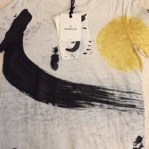New With Tag Moncler Women T-shirt Short Sleeve T-Shirt Size Medium Hand Painted